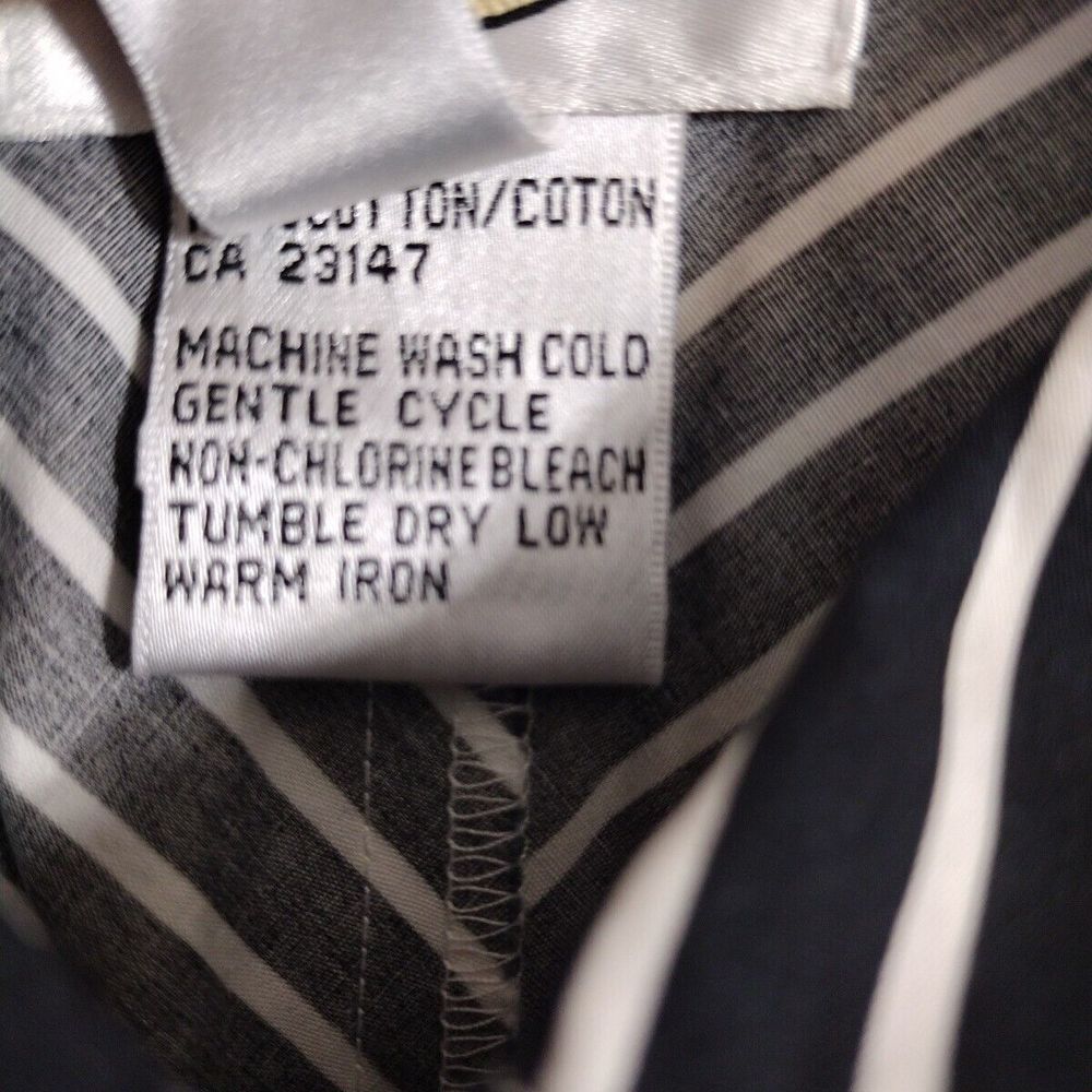Striped Formal Shirt Collared Blouse Women's Black White 100% Cotton Size L - Picture 10 of 10